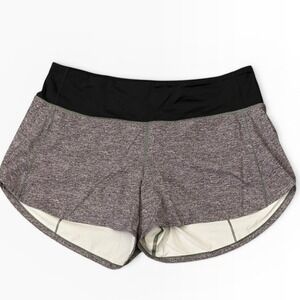 Lululemon Speed Up Shorts Heathered Black Running Womens 8 Liner Gym Stretch 4"